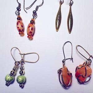 Earrings Pierced Handcrafted Unique 4 PAIR BUNDLE Small Dangle Variety NICE